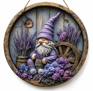 Dekorace na zeď, dřevo, 20x20 cm, Boho styl s trpaslíkem, Dekorino DZ20260012