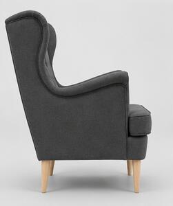Relaxační křeslo, ušák, dřevo/kov/textil, 102x80x66 cm, nohy světlé/šedá, Dekorino ORION
