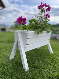 Dřevěný stojan na květiny bílý