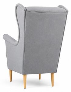 Relaxační křeslo, ušák, dřevo/kov/textil, 102x80x66 cm, nohy světlé/šedá, Dekorino MALENA