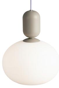Nordlux Opálově bílé skleněné závěsné světlo Notti 20 cm s béžovým zavěšením