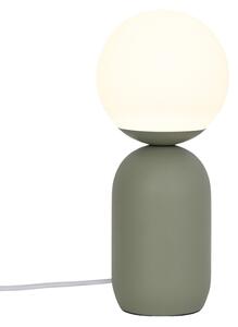 Nordlux Opálově bílá skleněná stolní lampa Notti se zelenou podstavou