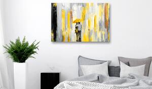 Obraz na akrylovém skle Zamilovaný deštník - žlutý