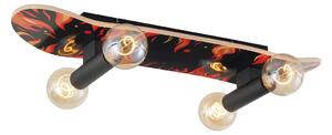 Nástěnná lampa černá s červenou 80 cm - Skateboard