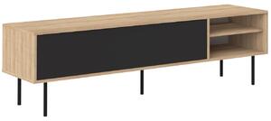 Černý TV stolek TEMAHOME Ampere 165 x 40 cm s dubovým dekorem