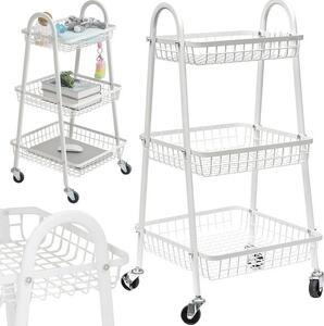 Verk 27489 Típatrový kovový regál na kolekách 78 x 40 x 32 cm, bílý