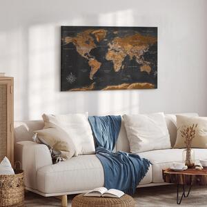 Obraz na akrylovém skle Bronzová mapa světa (PL)