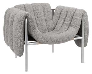 HEM Křeslo Puffy, Pebble / Stainless Steel
