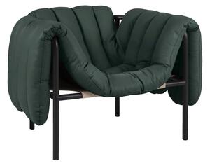 HEM Křeslo Puffy, Dark Green Leather / Black