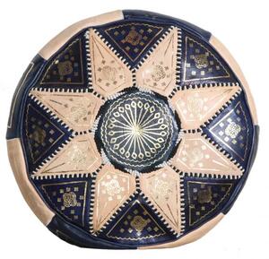 Kožená taburetka s ornamenty (modrá)