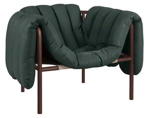 HEM Křeslo Puffy, Dark Green Leather / Chocolate Brown