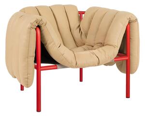 HEM Křeslo Puffy, Sand Leather / Traffic Red