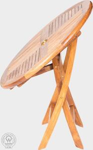 FaKOPA Velký kulatý dřevěný skládací stůl s otvorem pro slunečník Rosie Mdum