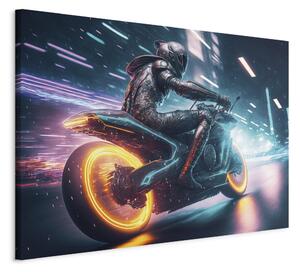 Obraz XXL Rychlost blesku - motocyklista během nočního závodu městem