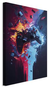 Obraz XXL Výbuch zábavy - vybuchující barevný ovladač do hráčského pokoje