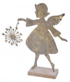 Anděl na podstavci, zlatá, 28,5 cm EGO-215792
