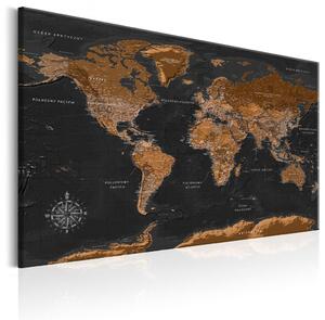 Obraz XXL Bronzová mapa světa (PL)