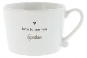 Hrnek LOVE TO SEE YOU SMILE, bílá, 350 ml Bastion Collections RJ-CUP-082-BL