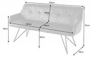 Stolová lavice EUPHORIA 160 CM tmavě šedá samet Nábytek | Jídelní prostory | Stolové lavice