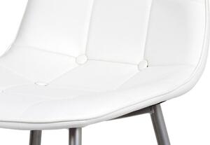 Autronic CT-393 WT - Jídelní židle, bílá ekokůže, kov antracit
