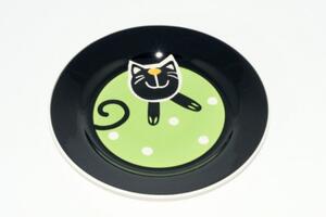 Dezertní talířek Veselá kočka, 20 cm, Barva Zelená Zelený strom 121 019