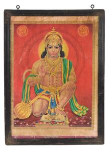 Starý obraz v teakovém rámu, Hanuman, 40x2x55cm