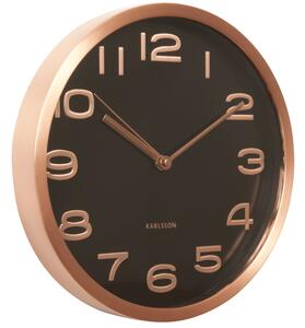 KARLSSON Nástěnné hodiny Maxie mědené černé 29 × 4 cm