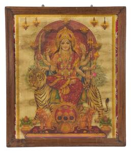 Starý obraz v teakovém rámu, Durga, 56x2x66cm