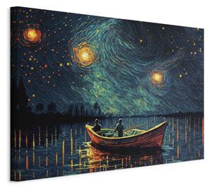 Obraz XXL Hvězdná noc - impresionistická krajina s výhledem na moře a oblohu