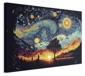 Obraz XXL Východ slunce - barevná krajina inspirovaná dílem van Gogha
