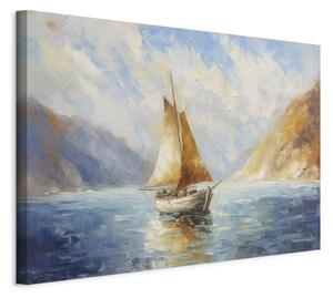 Obraz XXL Loď na moři - krajina inspirovaná dílem Clauda Moneta