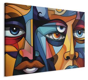 Obraz XXL Barevné tváře - geometrická kompozice ve stylu Picassa
