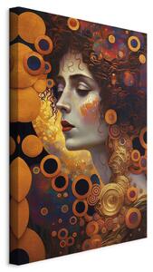 Obraz XXL Oranžová žena - portrét inspirovaný dílem Gustava Klimta