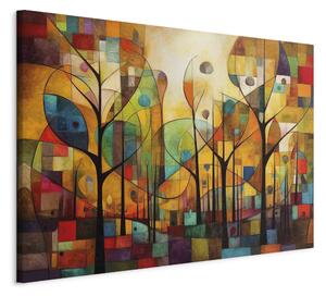 Obraz XXL Barevný les - geometrická kompozice inspirovaná Klimtovým stylem