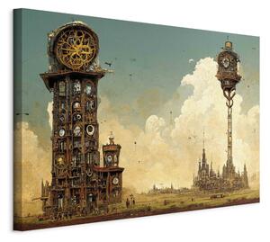 Obraz XXL Historické hodiny v poušti - surrealistická hnědá kompozice