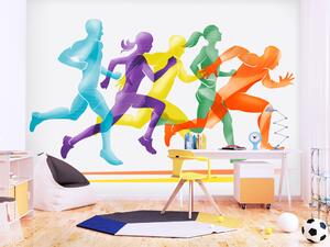 Fototapeta Soutěž v běhu - barevné siluety lidí cvičících běh