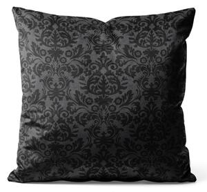 Dekorační velurový polštář Elegantní ornament - černá kompozice se symetrickým vzorem