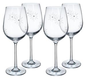 Kondela TEMPO-KONDELA SNOWFLAKE VINO, sklenice na víno, set 4 ks, s krystaly, 450 ml