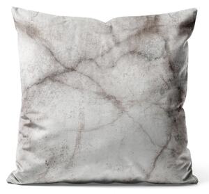 Dekorační velurový polštář Pochmurný mramor - kompozice s texturou horniny s tmavými žilkami