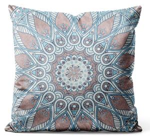 Dekorační velurový polštář Modrá mandala - dekorativní kompozice s orientálními ornamenty