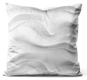 Dekorační velurový polštář Bílé vlny - minimalistická kompozice s organickými tvary