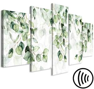 Obraz Lehkost listů - jemná kompozice s rozkvetlými větvičkami