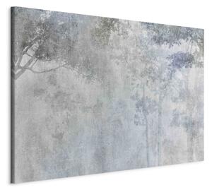 Obraz XXL Stromy v mlze - krajina v modrých a šedých tónech