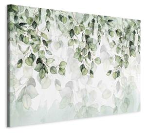 Obraz XXL Lehkost listů - akvarelová kompozice se zelenými rostlinami