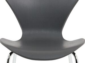 Autronic AURORA GREY - Jídelní židle, šedý plastový výlisek s dekorem dřeva, kovová chromovaná čtyřnohá
