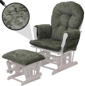Relaxaní křeslo HWC-C76, houpací křeslo s taburetem látka inylka (465 g/m²) Oeko-Tex zelená, bílý rám