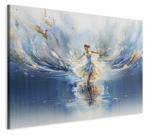 Obraz XXL Krása tance - baletka tančící na hladině modrého jezera
