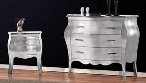 Luxusní noční stolek Swarovski, s aplikací stříbrné fólie Mdum