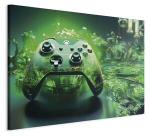 Obraz XXL Herní technologie - herní podložka Xbox na intenzivním zeleném pozadí