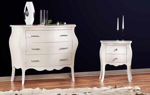 Luxusní noční stolek Swarovski bílé a lesklé barvy Mdum